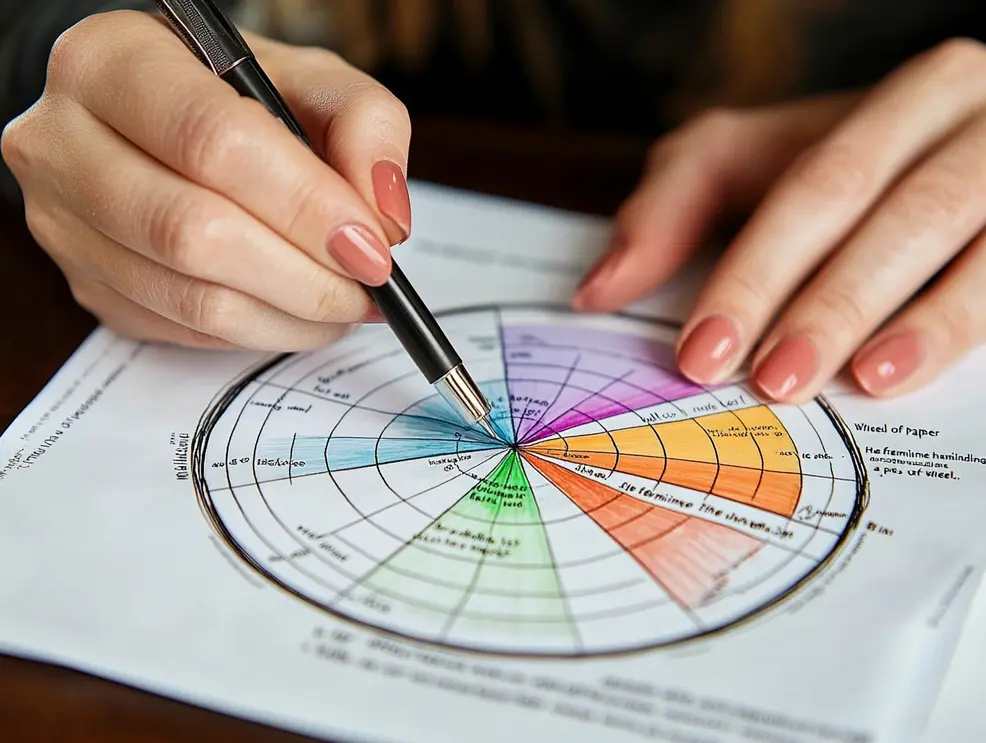 Una mujer haciendo el test de la Rueda de la Vida